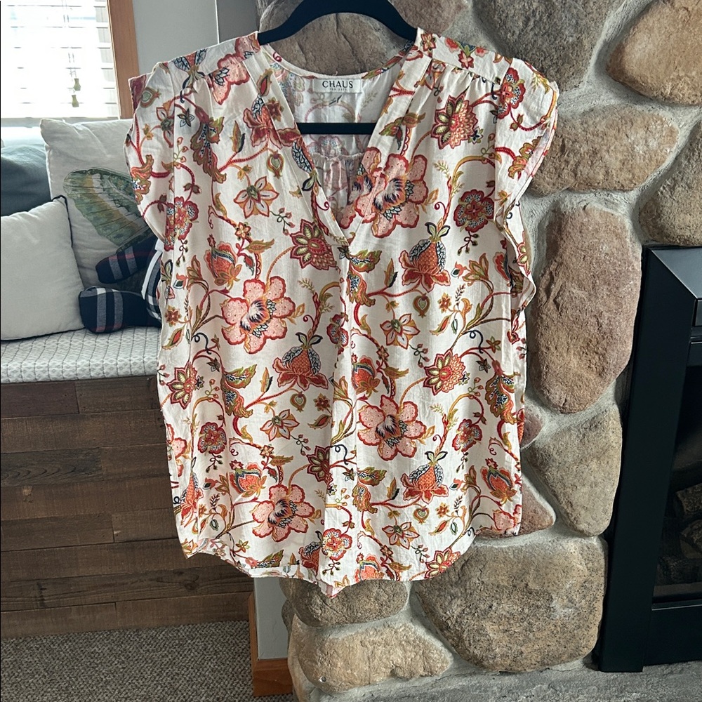 Chaus Women's Floral Blouse - Red and Orange